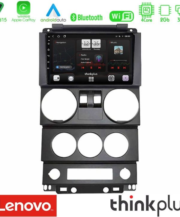 Kimpiris - Lenovo Thinkplus Series 4Core Android15 2+32GB  Jeep Wrangler 2Door 2008-2010 Navigation Multimedia Tablet 9" Με Carplay & Android Auto