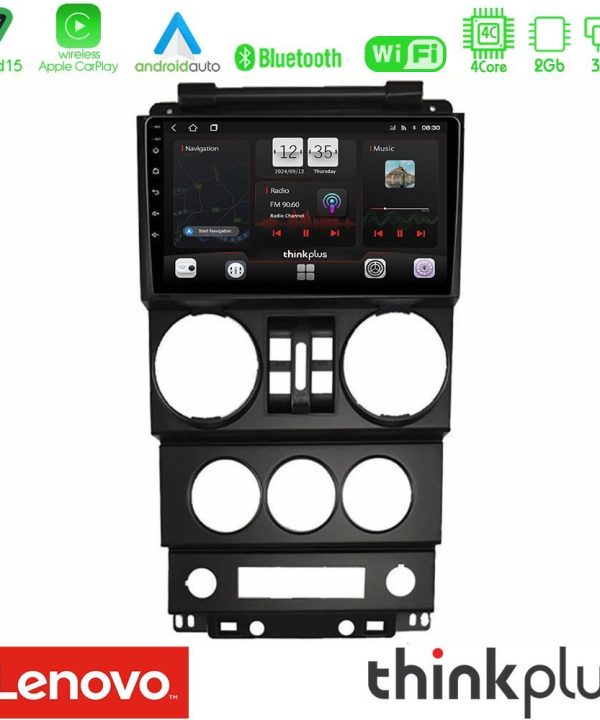 Kimpiris - Lenovo Thinkplus Series 4Core Android15 2+32GB  Jeep Wrangler 2008-2010 Navigation Multimedia Tablet 9" Με Carplay & Android Auto