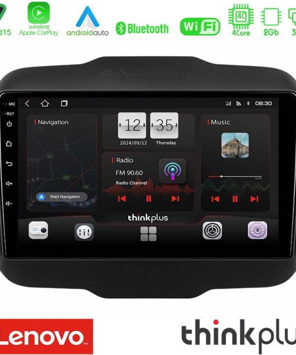 Kimpiris - Lenovo Thinkplus Series 4Core Android15 2+32GB  Jeep Renegade 2015-2019 Navigation Multimedia Tablet 9" Με Carplay & Android Auto