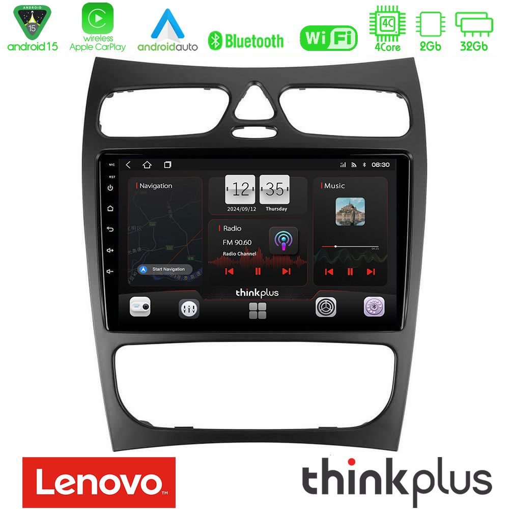 Kimpiris - Lenovo Thinkplus Series 4Core Android15 2+32GB Mercedes CLK Class W209 2000-2004 Navigation Multimedia Tablet 9" Με Carplay & Android Auto