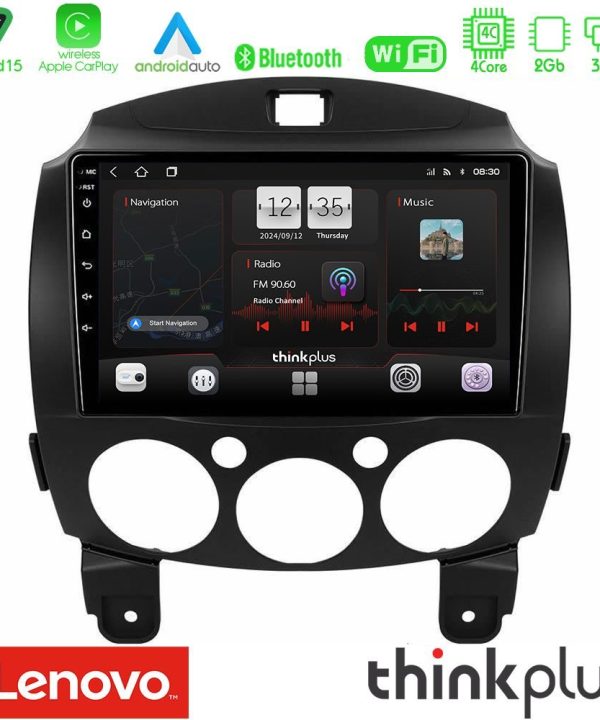 Kimpiris - Lenovo Thinkplus Series 4Core Android15 2+32GB  Mazda 2 2008-2014 Navigation Multimedia Tablet 9" Με Carplay & Android Auto