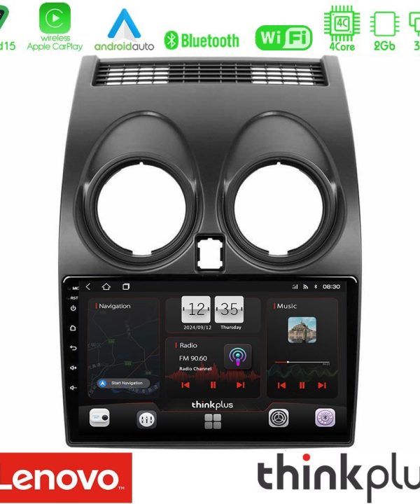 Kimpiris - Lenovo Thinkplus Series 4Core Android15 2+32GB  Nissan Qashqai J10 Navigation Multimedia Tablet 9" Με Carplay & Android Auto