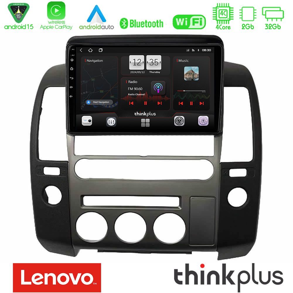 Kimpiris - Lenovo Thinkplus Series 4Core Android15 2+32GB Nissan Navara D40 2006-2012 (με εργ.οθόνη) Navigation Multimedia Tablet 9" Με Carplay & Android Auto