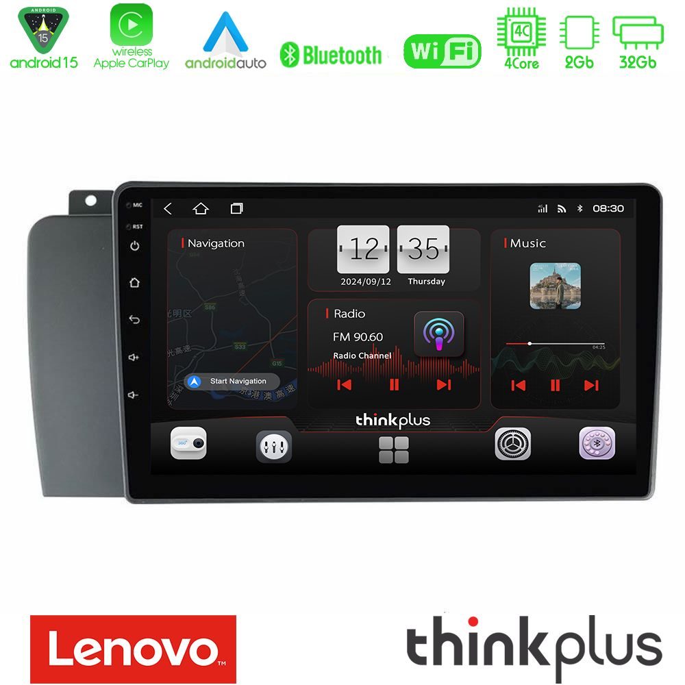 Kimpiris - Lenovo Thinkplus Series 4Core Android15 2+32GB Volvo S60 2004-2009 Navigation Multimedia Tablet 9" Με Carplay & Android Auto