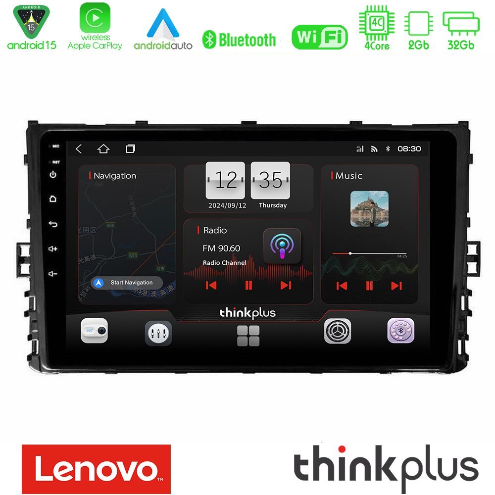 Kimpiris - Lenovo Thinkplus Series 4Core Android15 2+32GB VW MQB 2017-> Navigation Multimedia Tablet 9" Με Carplay & Android Auto