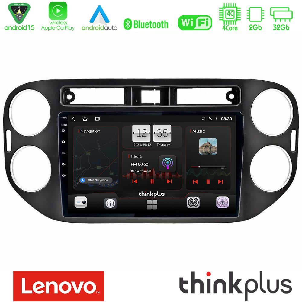 Kimpiris - Lenovo Thinkplus Series 4Core Android15 2+32GB VW Tiguan Navigation Multimedia Tablet 9" (23mm alarm button) Με Carplay & Android Auto