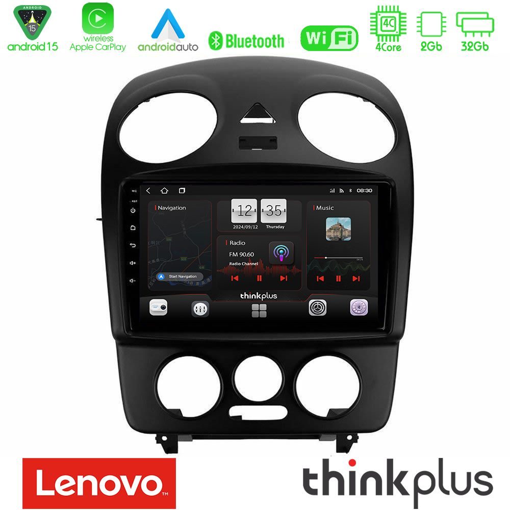 Kimpiris - Lenovo Thinkplus Series 4Core Android15 2+32GB VW Beetle Navigation Multimedia Tablet 9" Με Carplay & Android Auto