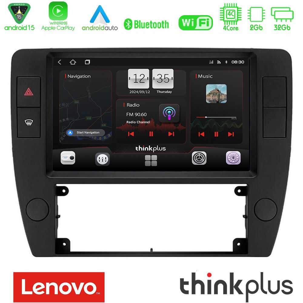 Kimpiris - Lenovo Thinkplus Series 4Core Android15 2+32GB VW Passat B5 2001-2005 Navigation Multimedia Tablet 9" Με Carplay & Android Auto