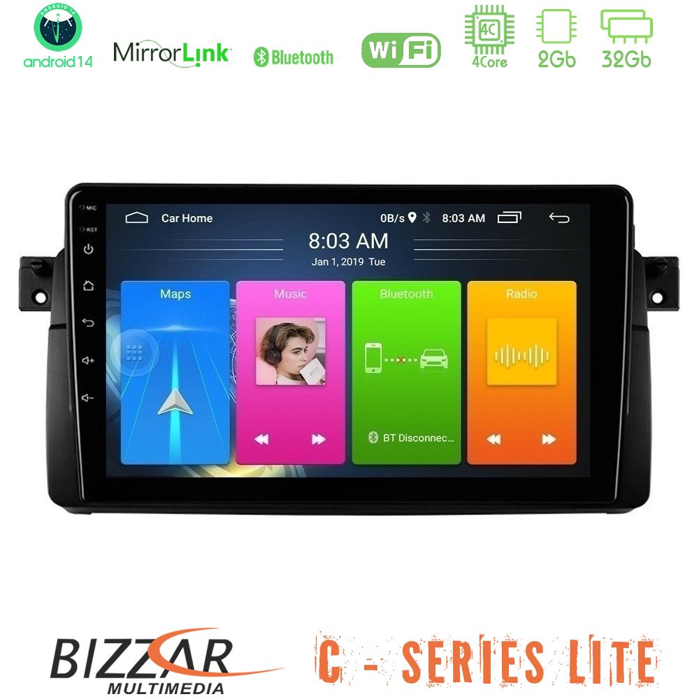 Kimpiris - Bizzar C Series Lite 4Core Android14 2+32GB BMW E46 Navigation Multimedia Tablet 9"