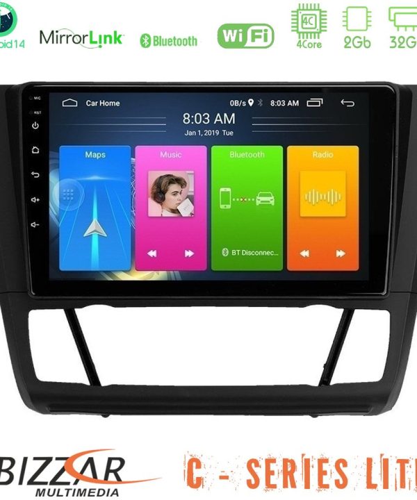 Kimpiris - Bizzar C Series Lite 4Core Android14 2+32GB  BMW 1Series Lite  E81/E82/E87/E88 (AUTO A/C) Navigation Multimedia Tablet 9"