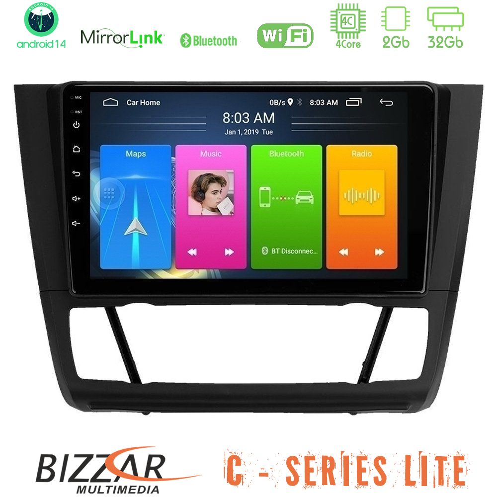 Kimpiris - Bizzar C Series Lite 4Core Android14 2+32GB BMW 1Series Lite E81/E82/E87/E88 (AUTO A/C) Navigation Multimedia Tablet 9"