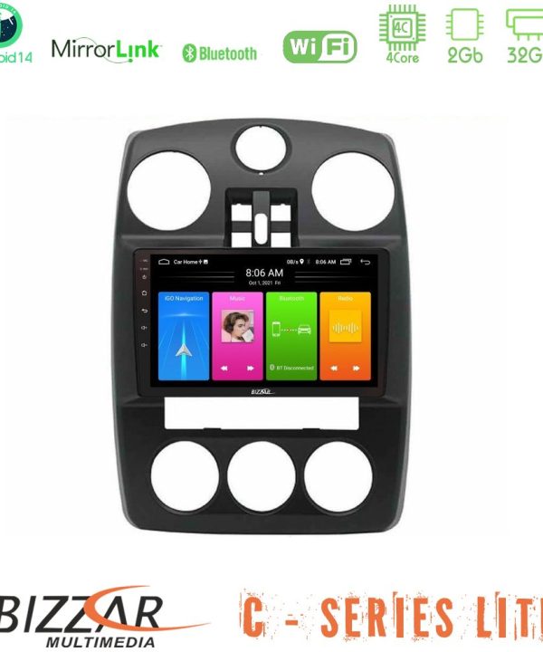 Kimpiris - Bizzar C Series Lite 4Core Android14 2+32GB  Chrysler PT-Cruiser 2000-2005 Navigation Multimedia Tablet 9"