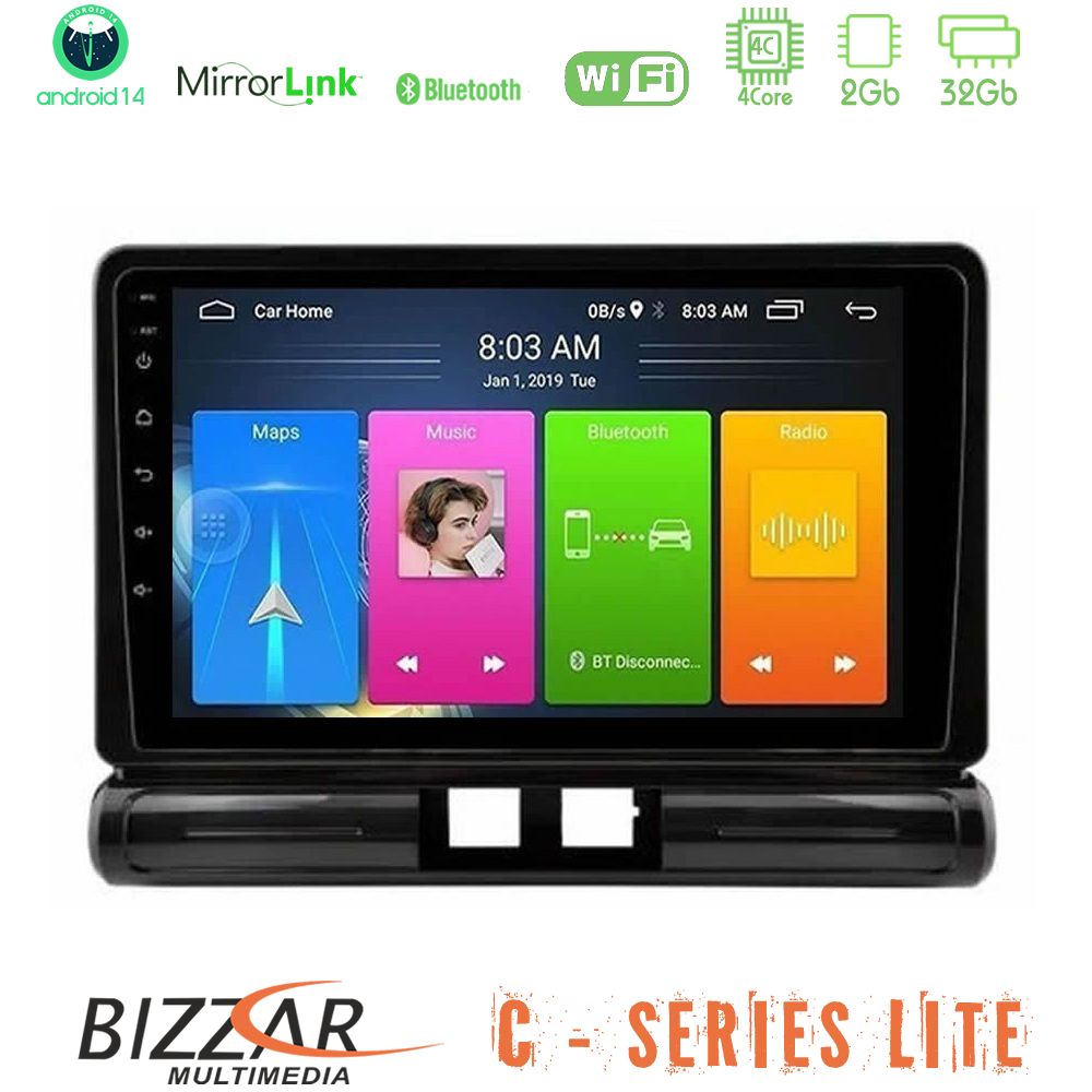 Kimpiris - Bizzar C Series Lite 4Core Android14 2+32GB Citroen C3 2016-> Navigation Multimedia Tablet 9" (Low Version))