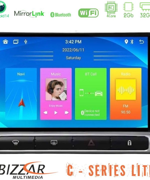 Kimpiris - Bizzar C Series Lite 4Core Android14 2+32GB  Citroen C3 2016-> Navigation Multimedia Tablet 9"