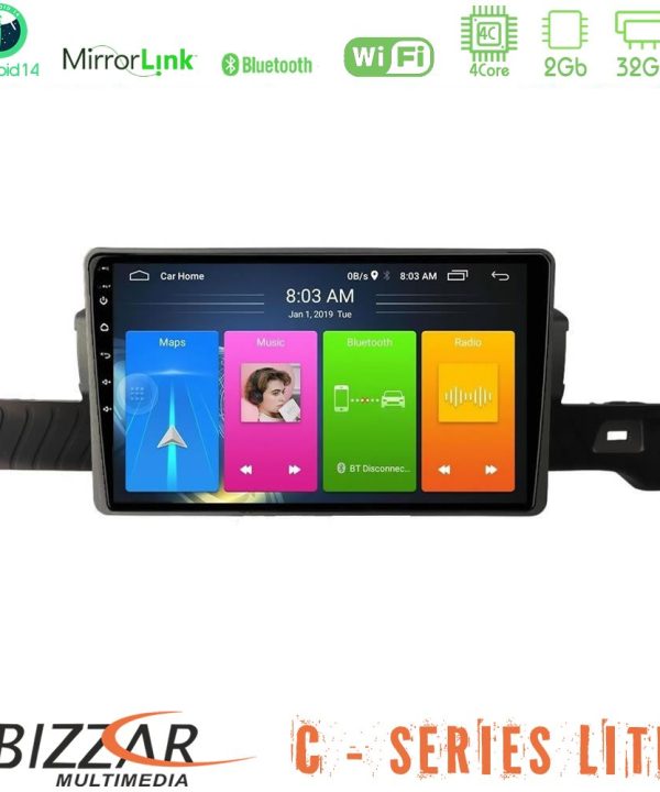 Kimpiris - Bizzar C Series Lite 4Core Android14 2+32GB Citroen C3 You 2025-> Navigation Multimedia Tablet 9"