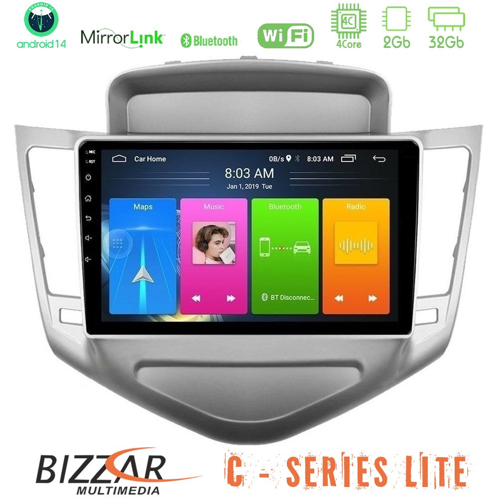 Kimpiris - Bizzar C Series Lite 4Core Android14 2+32GB Chevrolet Cruze 2009-2012 Navigation Multimedia Tablet 9"