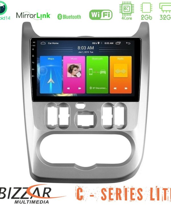 Kimpiris - Bizzar C Series Lite 4Core Android14 2+32GB  Dacia Duster/Sandero/Logan Navigation Multimedia Tablet 9"