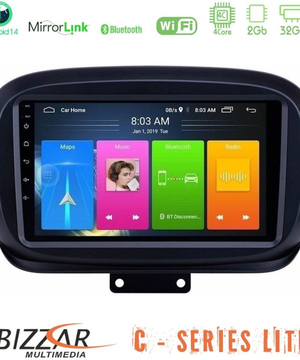 Kimpiris - Bizzar C Series Lite 4Core Android14 2+32GB  Fiat 500X Navigation Multimedia Tablet 9"