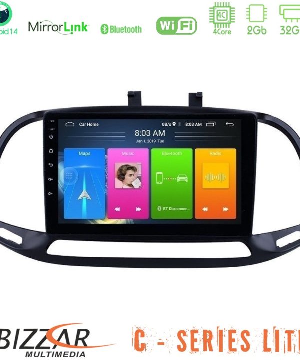 Kimpiris - Bizzar C Series Lite 4Core Android14 2+32GB  Fiat Doblo 2015-2022 Navigation Multimedia Tablet 9"
