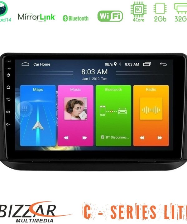 Kimpiris - Bizzar C Series Lite 4Core Android14 2+32GB  Fiat Fiorino/Citroen Nemo/Peugeot Bipper Navigation Multimedia Tablet 10"