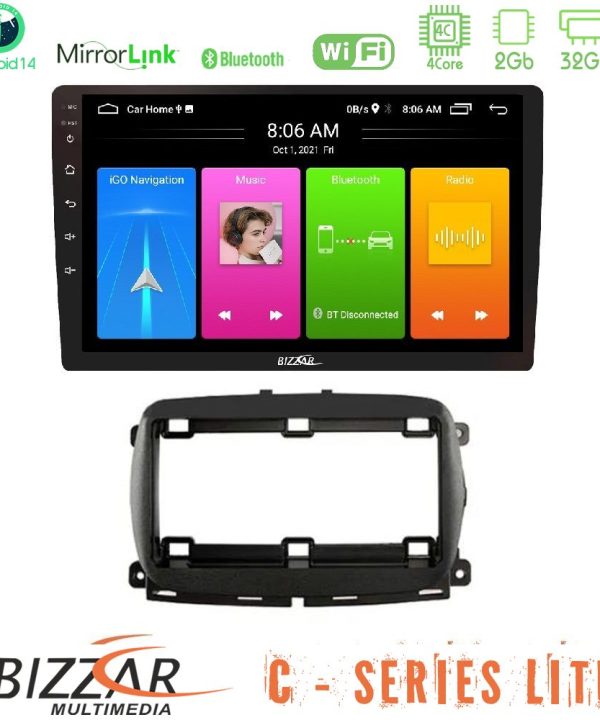 Kimpiris - Bizzar C Series Lite 4Core Android14 2+32GB   Fiat 500 2016> Navigation Multimedia Tablet 9"