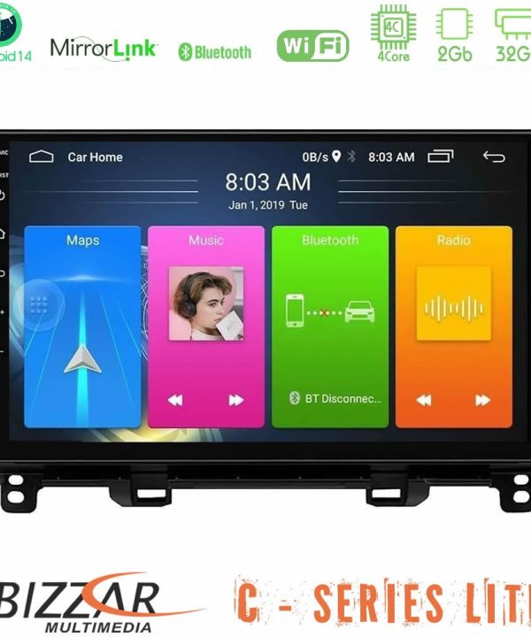 Kimpiris - Bizzar C Series Lite 4Core Android14 2+32GB  Honda Jazz 2021-2025 Navigation Multimedia Tablet 9"