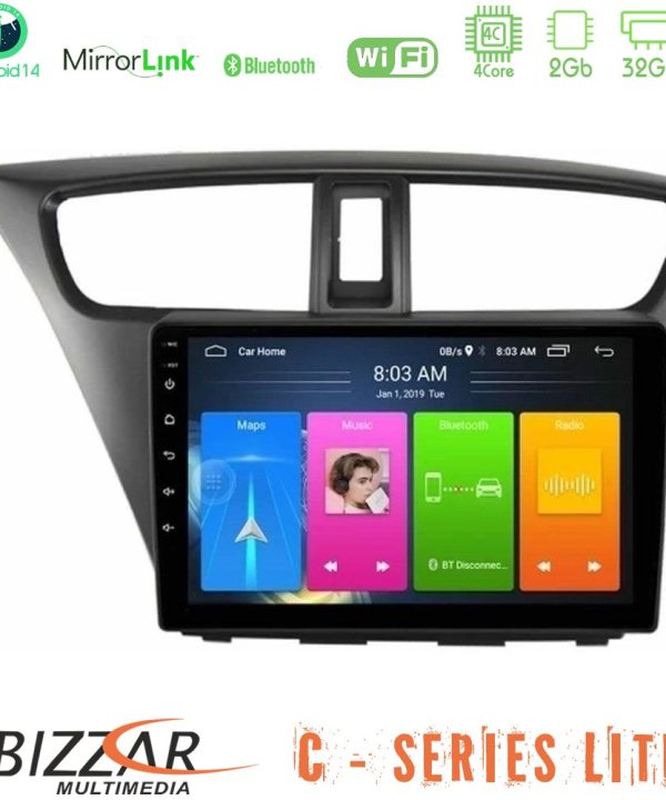 Kimpiris - Bizzar C Series Lite 4Core Android14 2+32GB  Honda Civic Hatchback 2012-2015 Navigation Multimedia Tablet 9"