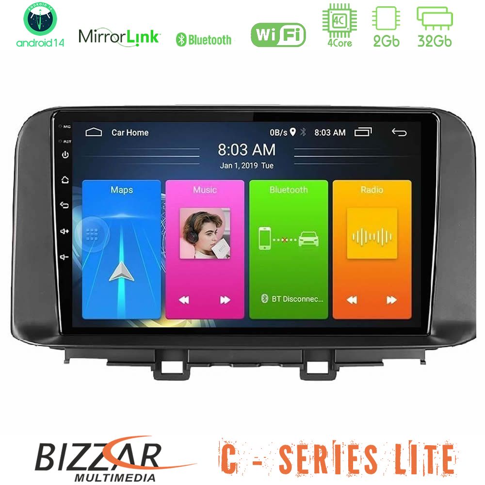 Kimpiris - Bizzar C Series Lite 4Core Android14 2+32GB Hyundai Kona 2018-2023 Navigation Multimedia Tablet 10"