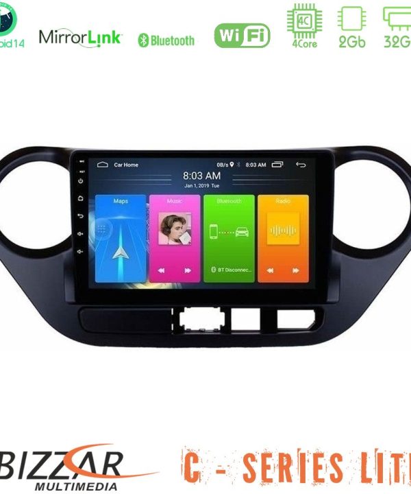 Kimpiris - Bizzar C Series Lite 4Core Android14 2+32GB  Hyundai i10 2014-2020 Navigation Multimedia Tablet 9"