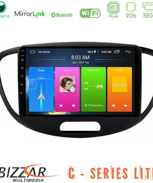 Kimpiris - Bizzar C Series Lite 4Core Android14 2+32GB  Hyundai i10 2008-2014 Navigation Multimedia Tablet 9"