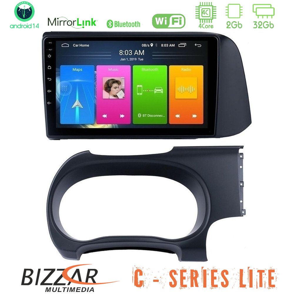 Kimpiris - Bizzar C Series Lite 4Core Android14 2+32GB Hyundai i10 Navigation Multimedia Tablet 9"