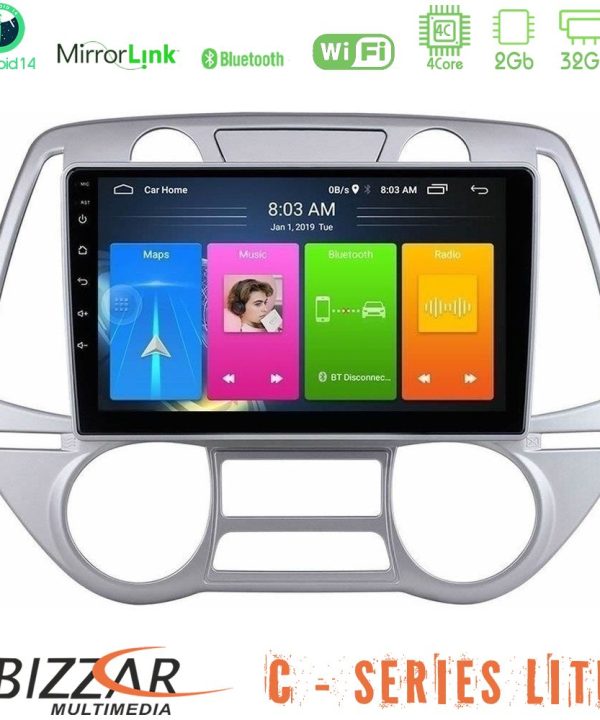 Kimpiris - Bizzar C Series Lite 4Core Android14 2+32GB  Hyundai i20 2009-2012 Auto A/C Navigation Multimedia Tablet 9"