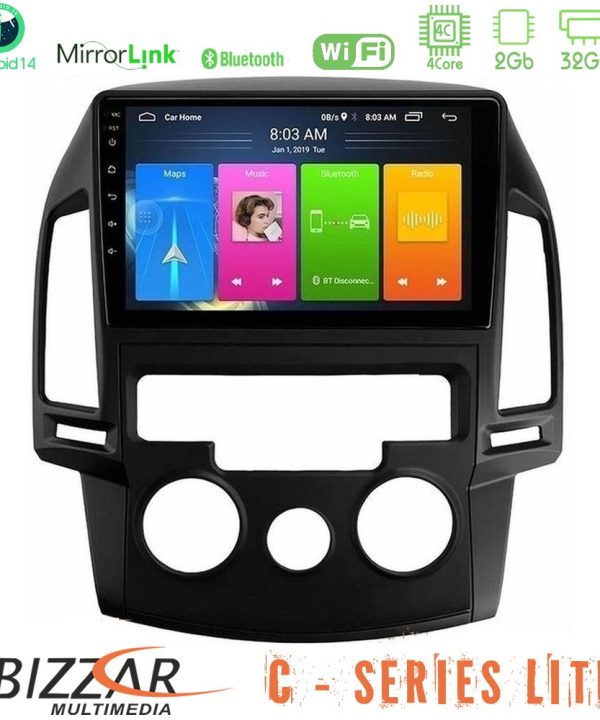 Kimpiris - Bizzar C Series Lite 4Core Android14 2+32GB  Hyundai i30 2007-2012 Manual A/C Navigation Multimedia Tablet 9"