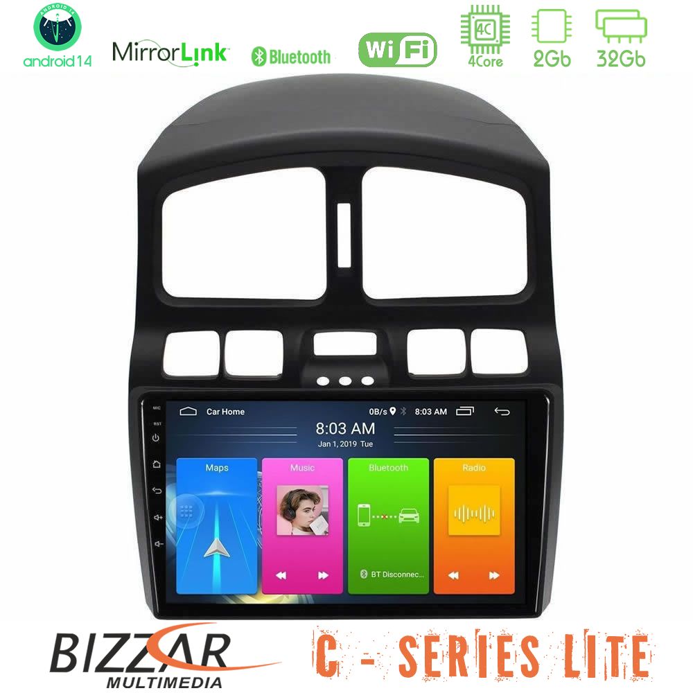 Kimpiris - Bizzar C Series Lite 4Core Android14 2+32GB Hyundai Santa Fe 2000-2006 Navigation Multimedia Tablet 9"