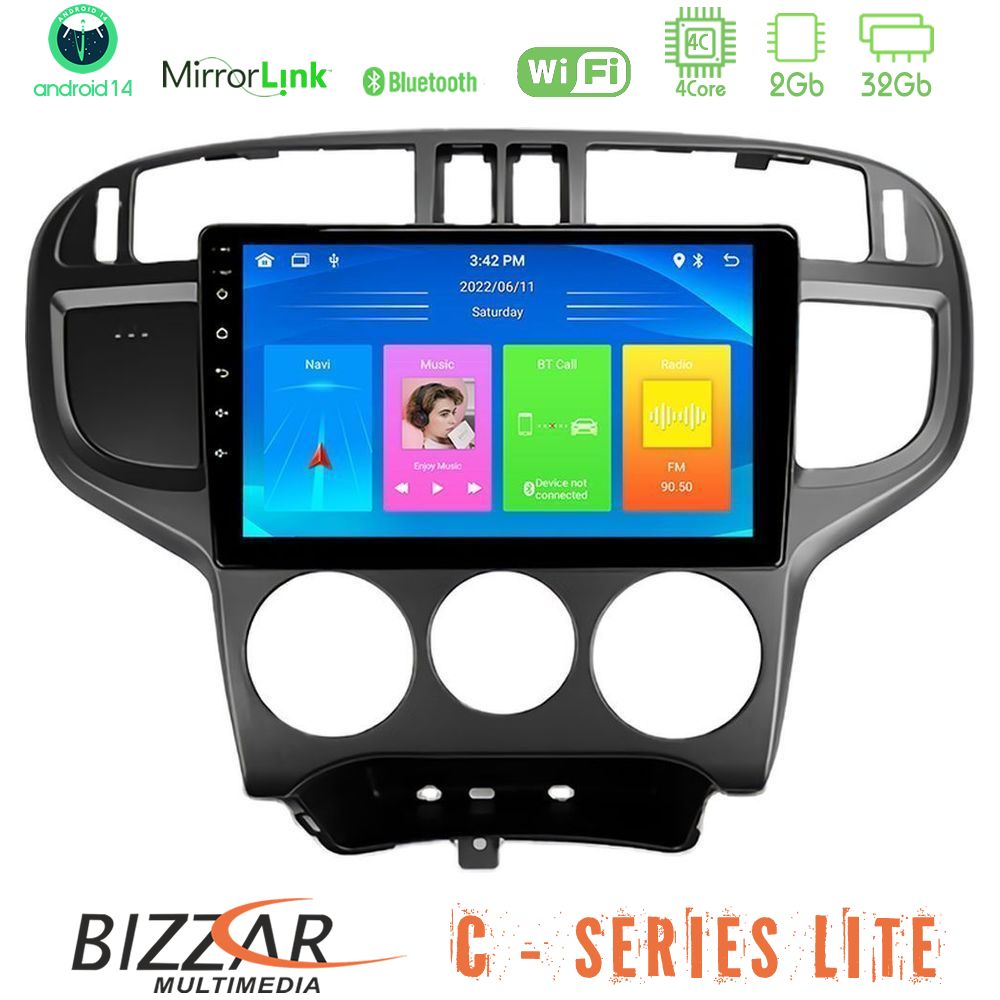 Kimpiris - Bizzar C Series Lite 4Core Android14 2+32GB Hyundai Matrix 2001-2010 Navigation Multimedia Tablet 9"