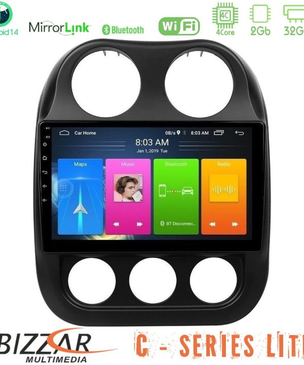 Kimpiris - Bizzar C Series Lite 4Core Android14 2+32GB  Jeep Compass 2012-2016 Navigation Multimedia Tablet 9"