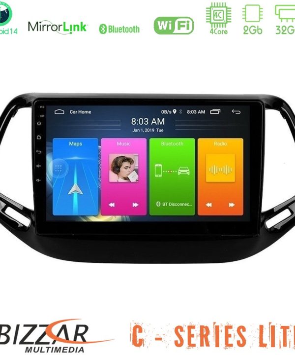Kimpiris - Bizzar C Series Lite 4Core Android14 2+32GB  Jeep Compass 2017> Navigation Multimedia Tablet 10"