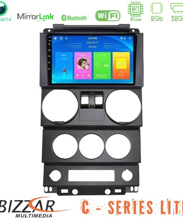 Kimpiris - Bizzar C Series Lite 4Core Android14 2+32GB  Jeep Wrangler 2Door 2008-2010 Navigation Multimedia Tablet 9"