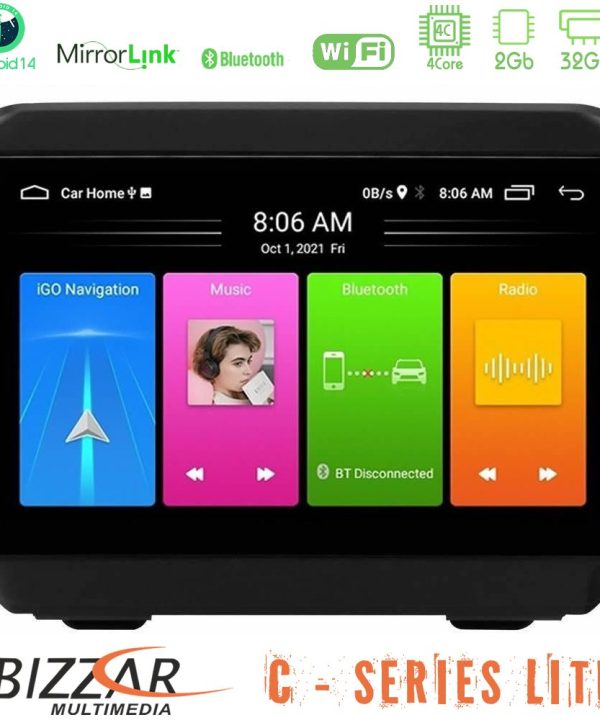 Kimpiris - Bizzar C Series Lite 4Core Android14 2+32GB  Jeep Wrangler 2018-> Navigation Multimedia Tablet 9"