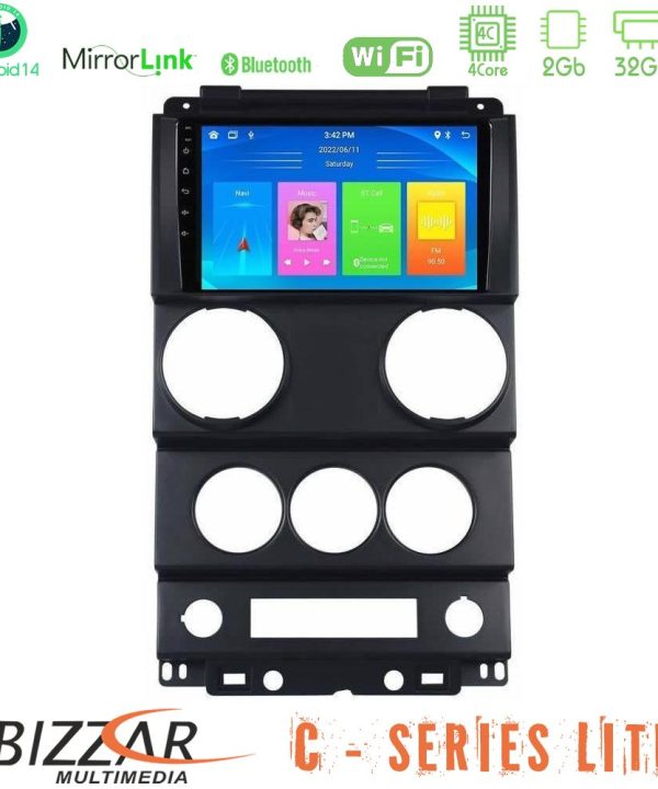 Kimpiris - Bizzar C Series Lite 4Core Android14 2+32GB  Jeep Wrangler 2Door 2008-2010 Navigation Multimedia Tablet 9"