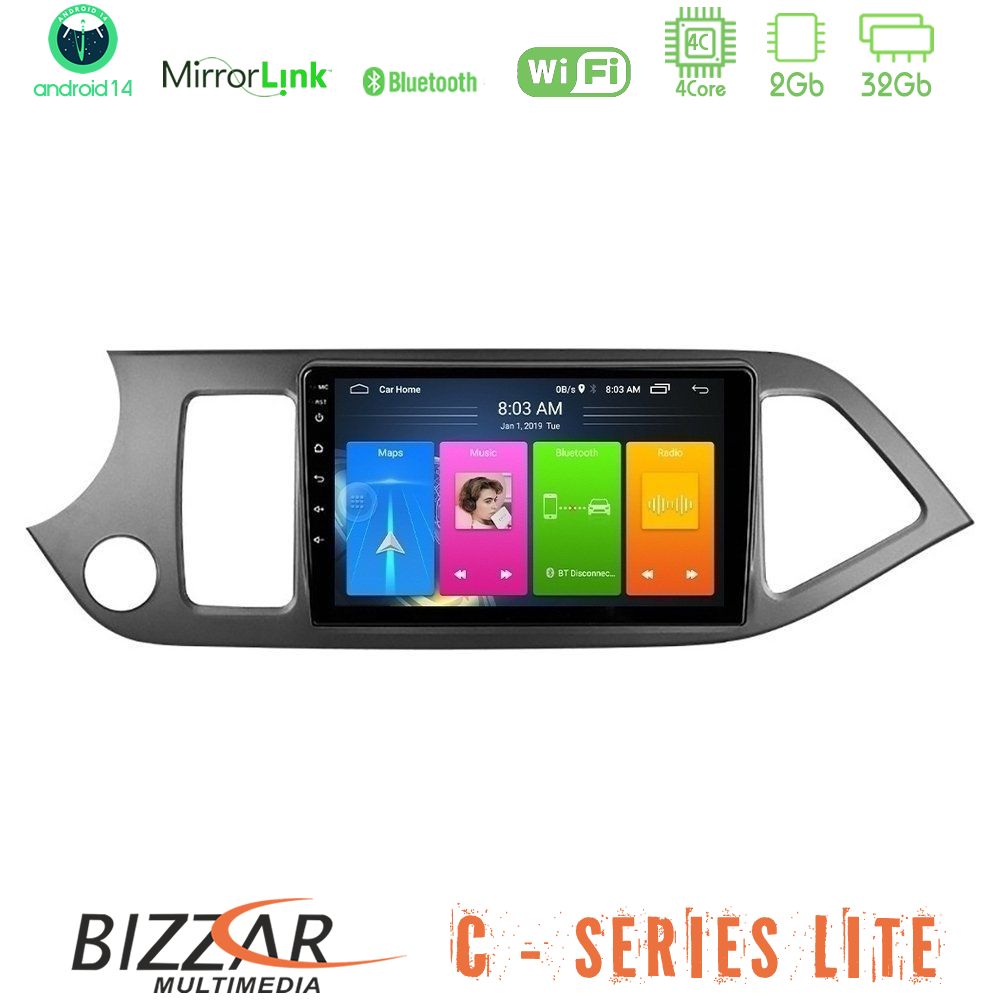 Kimpiris - Bizzar C Series Lite 4Core Android14 2+32GB Kia Picanto Navigation Multimedia Tablet 9"