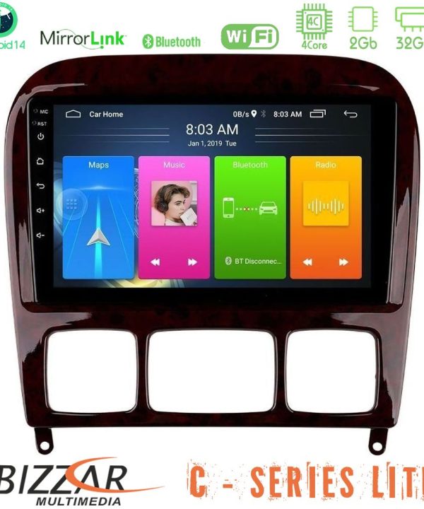Kimpiris - Bizzar C Series Lite 4Core Android14 2+32GB  Mercedes S Class 1999-2004 (W220) Navigation Multimedia Tablet 9"