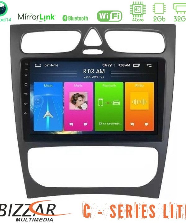 Kimpiris - Bizzar C Series Lite 4Core Android14 2+32GB  Mercedes C Class (W203) Navigation Multimedia Tablet 9"