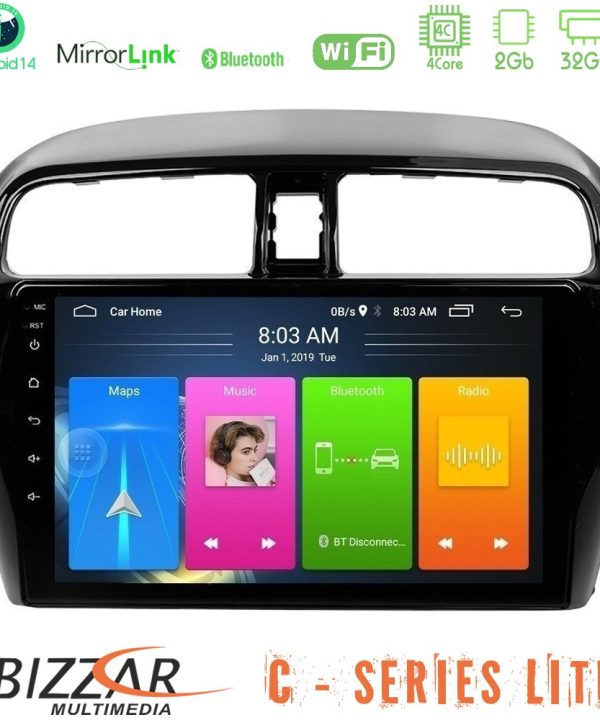 Kimpiris - Bizzar C Series Lite 4Core Android14 2+32GB  Mitsubishi Space Star 2013-2016 Navigation Multimedia Tablet 9"