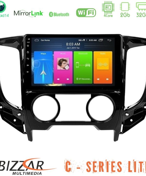 Kimpiris - Bizzar C Series Lite 4Core Android14 2+32GB  Mitsubishi L200 2016-> amp; Fiat Fullback (Manual A/C) Navigation Multimedia Tablet 9"