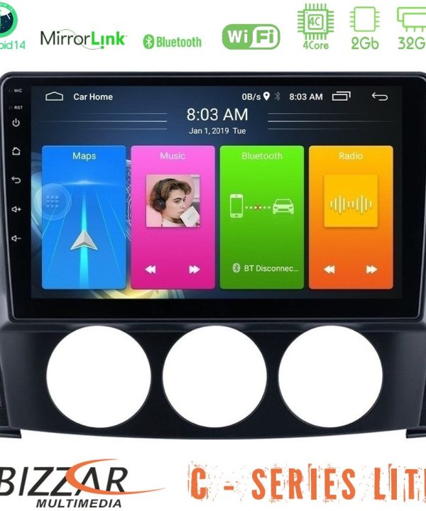 Kimpiris - Bizzar C Series Lite 4Core Android14 2+32GB  Mazda MX-5 2006-2008 Navigation Multimedia Tablet 9"
