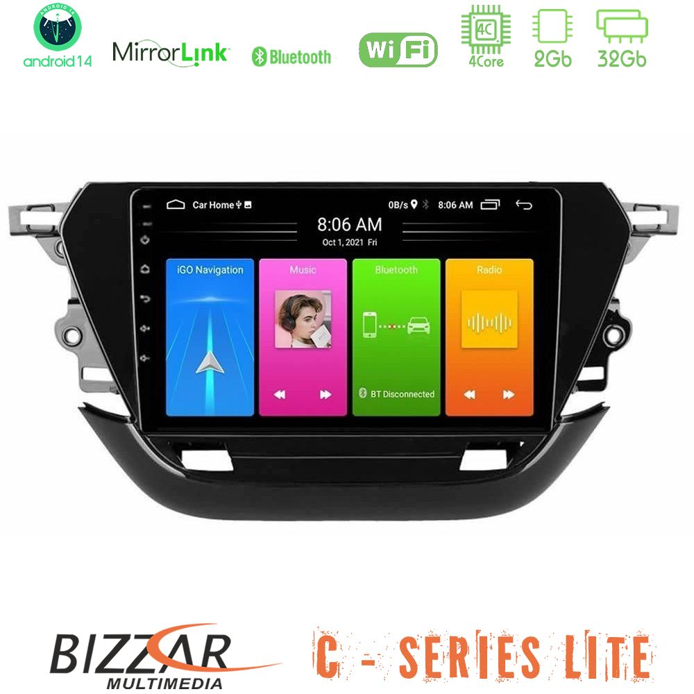 Kimpiris - Bizzar C Series Lite 4Core Android14 2+32GB Opel Corsa F 2019-2023 Navigation Multimedia Tablet 9"