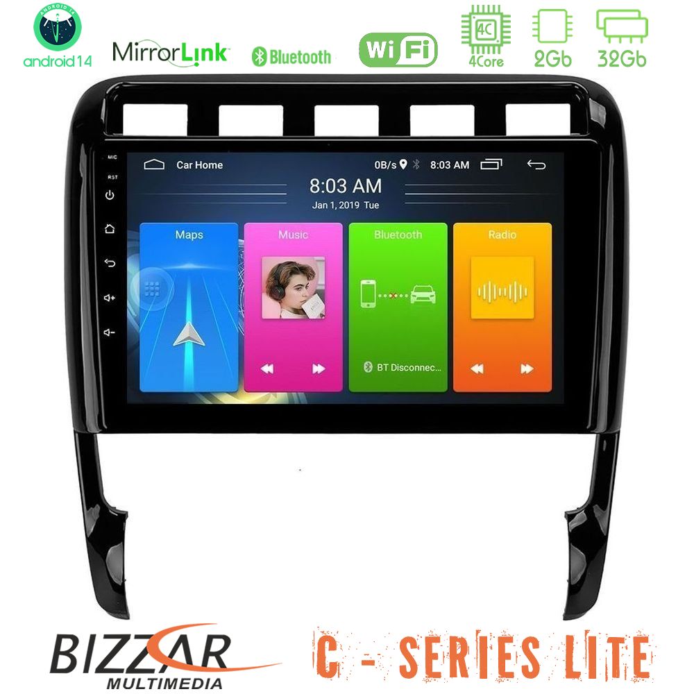 Kimpiris - Bizzar C Series Lite 4Core Android14 2+32GB Porsche Cayenne 2003-2010 Navigation Multimedia Tablet 9"