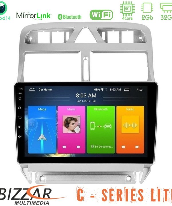 Kimpiris - Bizzar C Series Lite 4Core Android14 2+32GB  Peugeot 307 2002-2008 Navigation Multimedia Tablet 9"