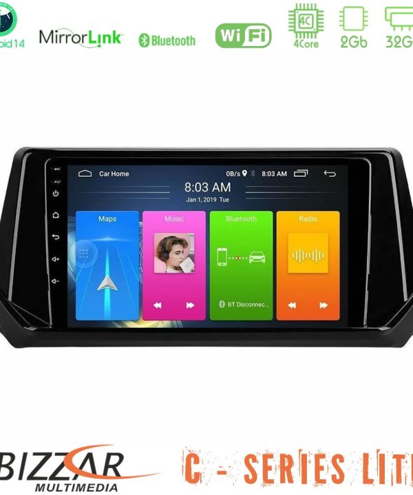 Kimpiris - Bizzar C Series Lite 4Core Android14 2+32GB  Peugeot 208 2019-2023 Navigation Multimedia Tablet 9"